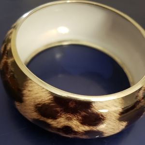 Leopard print metal bangel bracelet